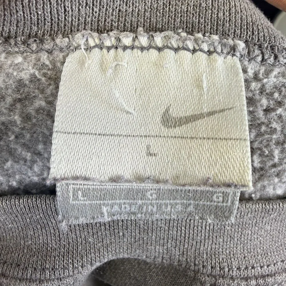 Vintage Nike Crewneck Mens Size L Gray Fleece Pullover Y2K 90s Embroidered Baggy